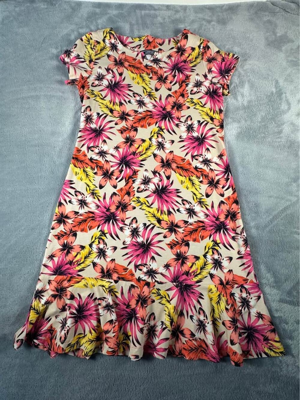 Womens Floral Dress Lands End Size Small Bright Tropical Summer Dress